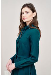 Marie Zélie - Sukienka Leandra ciemna zieleń. Typ kołnierza: kokarda. Materiał: bawełna, wiskoza, tkanina, materiał. Długość rękawa: długi rękaw #7