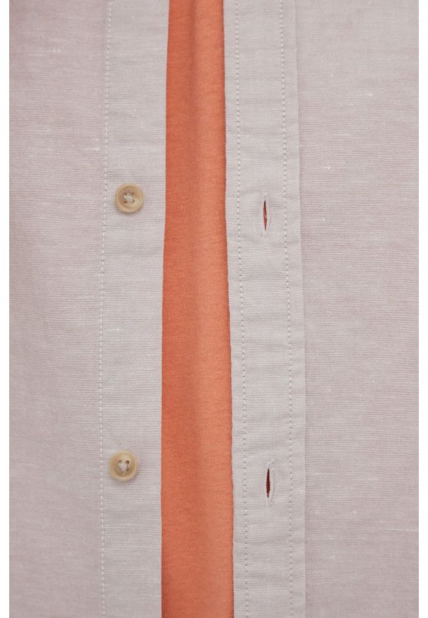 Premium by Jack&Jones koszula z domieszką lnu męska kolor szary slim z kołnierzykiem klasycznym. Typ kołnierza: kołnierzyk klasyczny. Kolor: szary. Materiał: len. Długość rękawa: długi rękaw. Długość: długie. Styl: klasyczny