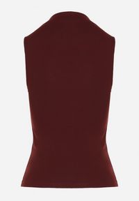 Born2be - Bordowy Bawełniany Top o Dopasowanym Kroju z Półgolfem Unarisa. Okazja: na co dzień, na spotkanie biznesowe. Kolor: czerwony. Materiał: bawełna. Styl: casual, klasyczny, biznesowy #4