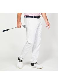 INESIS - Spodnie chinosy do golfa męskie Inesis MW500. Kolor: biały. Materiał: materiał, bawełna, poliester, elastan. Sport: golf