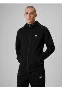 4f - 4F Bluza dresowa regular z kapturem męska - czarna M. Okazja: na co dzień. Typ kołnierza: kaptur. Kolor: czarny. Materiał: dresówka. Styl: casual #1