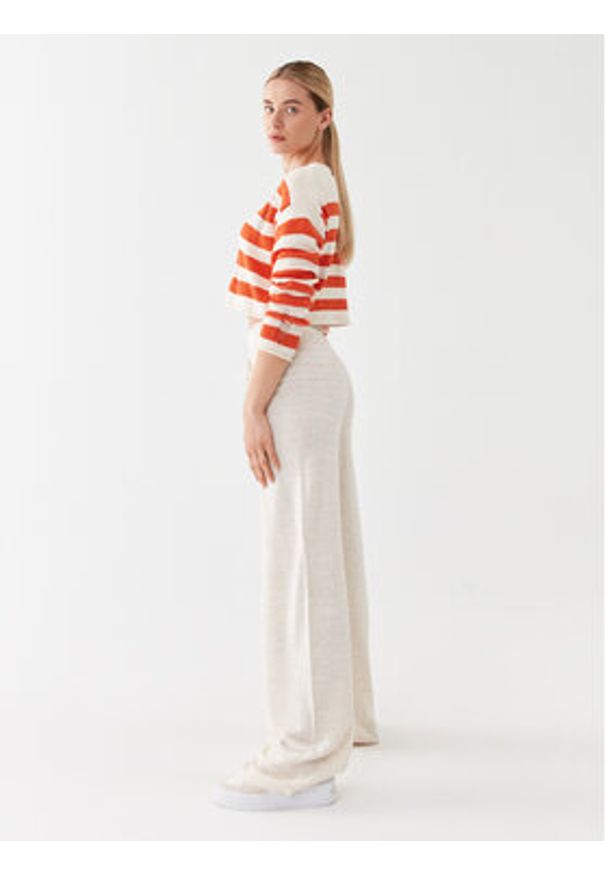only - ONLY Spodnie dzianinowe 15294501 Beżowy Wide Leg. Kolor: beżowy. Materiał: syntetyk