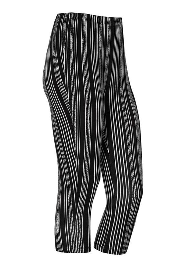 Cellbes Wzorzyste legginsy 3/4 Czarny biały w paski female czarny/biały/ze wzorem 34/36. Kolor: biały, czarny, wielokolorowy. Materiał: guma, włókno, wiskoza. Wzór: paski