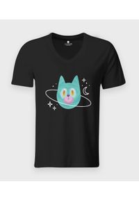 MegaKoszulki - Koszulka męska v-neck Planeta Kot. Materiał: skóra, bawełna, materiał. Styl: klasyczny #1