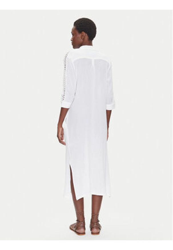 Iconique Sukienka koszulowa IC25-111 Biały Regular Fit. Kolor: biały. Materiał: bawełna. Typ sukienki: koszulowe