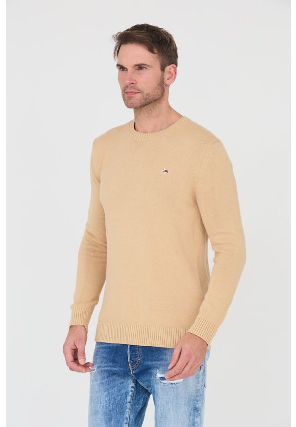 Tommy Jeans - TOMMY JEANS Beżowy sweter. Kolor: beżowy