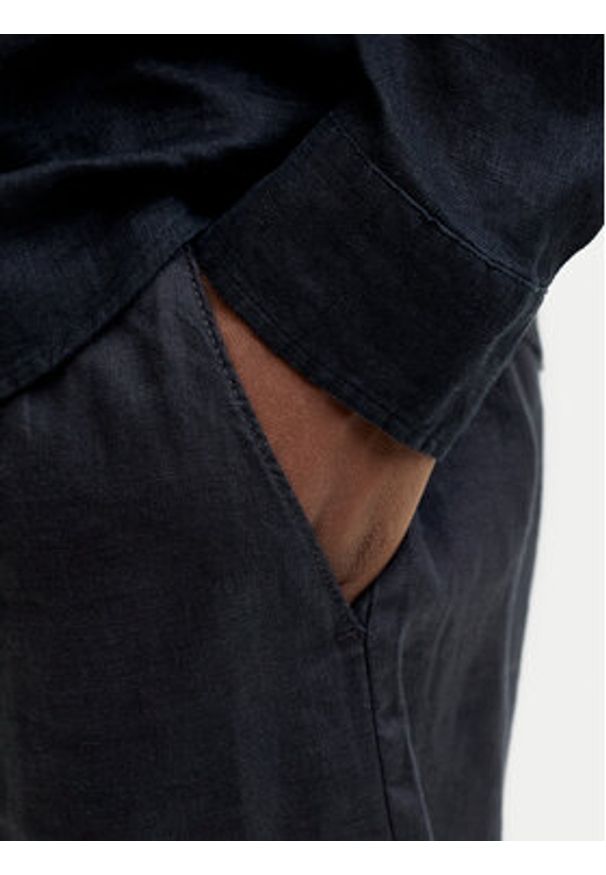 Jack & Jones Szorty materiałowe St. Bill 12253134 Czarny Wide Leg. Kolor: czarny. Materiał: len