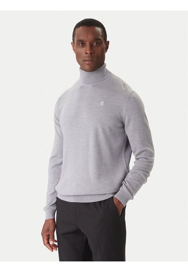 Karl Lagerfeld - KARL LAGERFELD Golf 655058 554399 Szary Regular Fit. Typ kołnierza: golf. Kolor: szary. Materiał: wełna