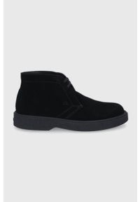 Calvin Klein Półbuty zamszowe męskie kolor czarny. Nosek buta: okrągły. Zapięcie: sznurówki. Kolor: czarny. Materiał: zamsz
