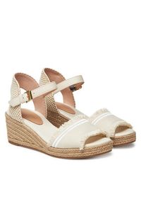 TOMMY HILFIGER - Tommy Hilfiger Espadryle Fringe Canvas Medium Wedge FW0FW08879 Beżowy. Kolor: beżowy. Materiał: materiał #6