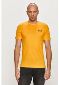 EA7 Emporio Armani - T-shirt. Okazja: na co dzień. Kolor: żółty. Materiał: dzianina. Styl: casual