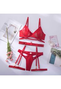 Intica - Stanik z fiszbinami i regulowanymi ramiączkami w eleganckim stylu Maricruz. Kolor: czerwony. Materiał: materiał