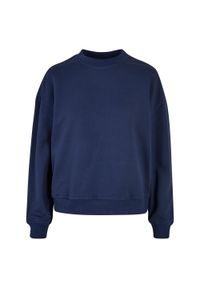 BUILD YOUR BRAND - Bluza Damska Dekolt W Szpic Oversized. Kolor: niebieski