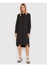 Liviana Conti Sukienka koszulowa F2WK18 Czarny Regular Fit. Kolor: czarny. Materiał: bawełna, syntetyk. Typ sukienki: koszulowe