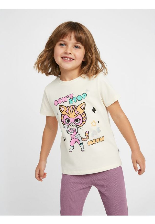 Sinsay - Koszulka Disney Junior Super Kitties - kremowy. Kolor: kremowy. Wzór: motyw z bajki
