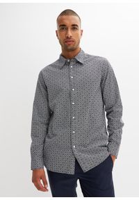 bonprix - Koszula w biznesowym stylu, z czystej bawełny, długi rękaw. Okazja: na spotkanie biznesowe. Kolor: biały. Materiał: bawełna. Długość rękawa: długi rękaw. Długość: długie. Wzór: nadruk. Styl: biznesowy #1