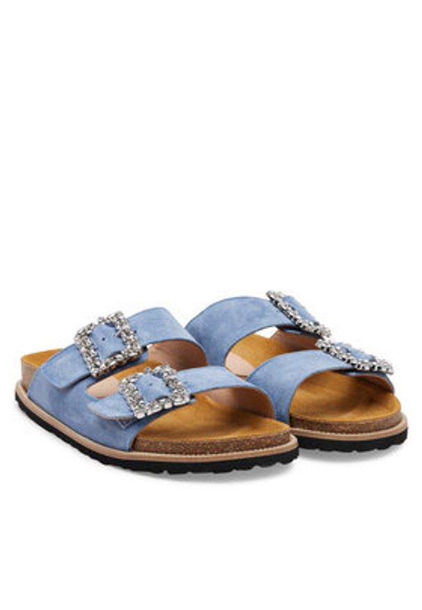 Pollini Klapki SA28373G0MTF0712 Błękitny. Kolor: niebieski. Materiał: zamsz, skóra