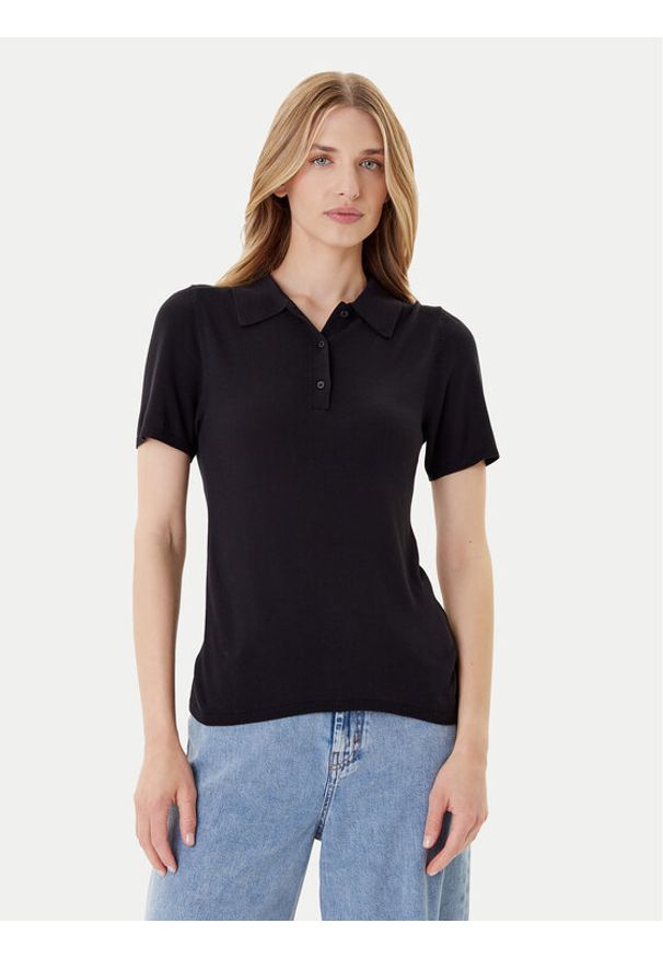 Calvin Klein Polo LV044C341G Czarny Regular Fit. Typ kołnierza: polo. Kolor: czarny. Materiał: wiskoza