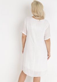 Born2be - Biała Sukienka Typhone. Kolekcja: plus size. Kolor: biały. Materiał: bawełna. Wzór: gładki. Sezon: lato. Typ sukienki: dla puszystych. Długość: midi #5