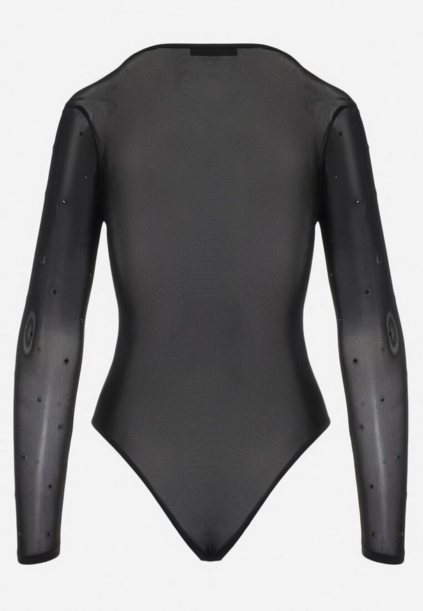 Born2be - Czarne Siateczkowe Body w Cyrkonie Motaxe. Kolor: czarny. Materiał: tkanina