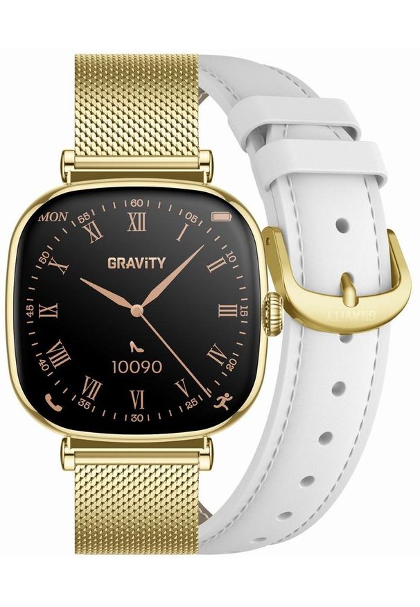Smartwatch Gravity SMARTWATCH DAMSKI GRAVITY GT32-2 - ROZMOWY BLUETOOTH, DODATKOWY PASEK (sg047b). Rodzaj zegarka: smartwatch
