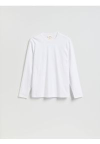 Reserved - Longsleeve z merceryzowanej bawełny - biały. Kolor: biały. Materiał: bawełna. Długość rękawa: długi rękaw #1