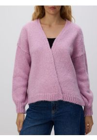 Reserved - Kardigan z dodatkiem wełny - różowy. Kolor: różowy. Materiał: wełna