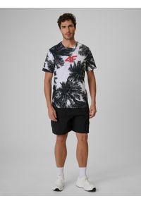 4f - 4F T-shirt regular z nadrukiem męski - czarno-biały S. Okazja: na co dzień. Kolor: czarny. Materiał: bawełna, dzianina. Wzór: nadruk. Styl: wakacyjny, casual, klasyczny #2