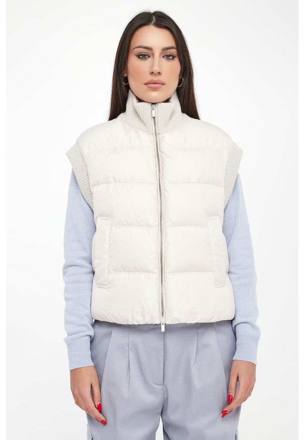 Kamizelka damska wełniana z naturalnym pierzem PESERICO. Materiał: wełna