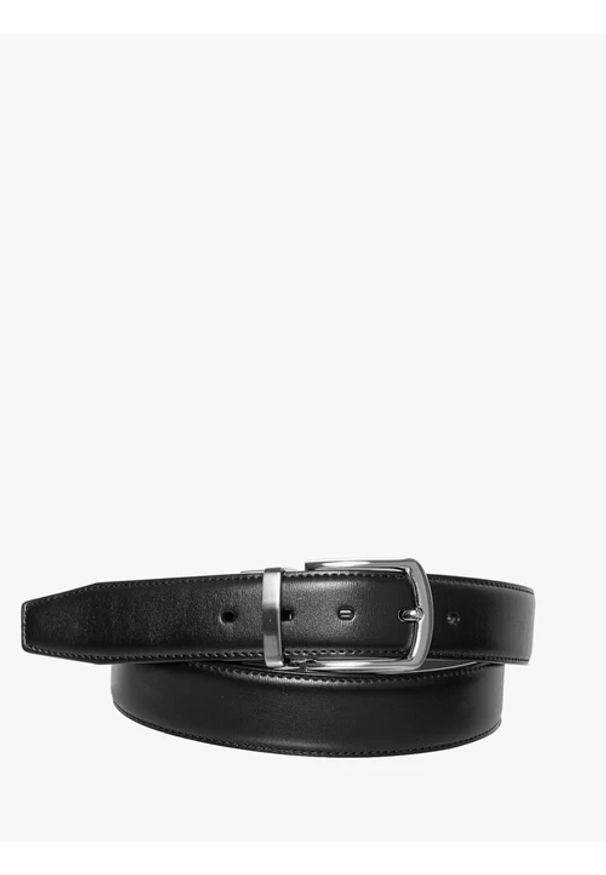 Ryłko - Dwustronny czarno-brązowy pasek męski. Kolor: czarny. Materiał: skóra. Styl: street