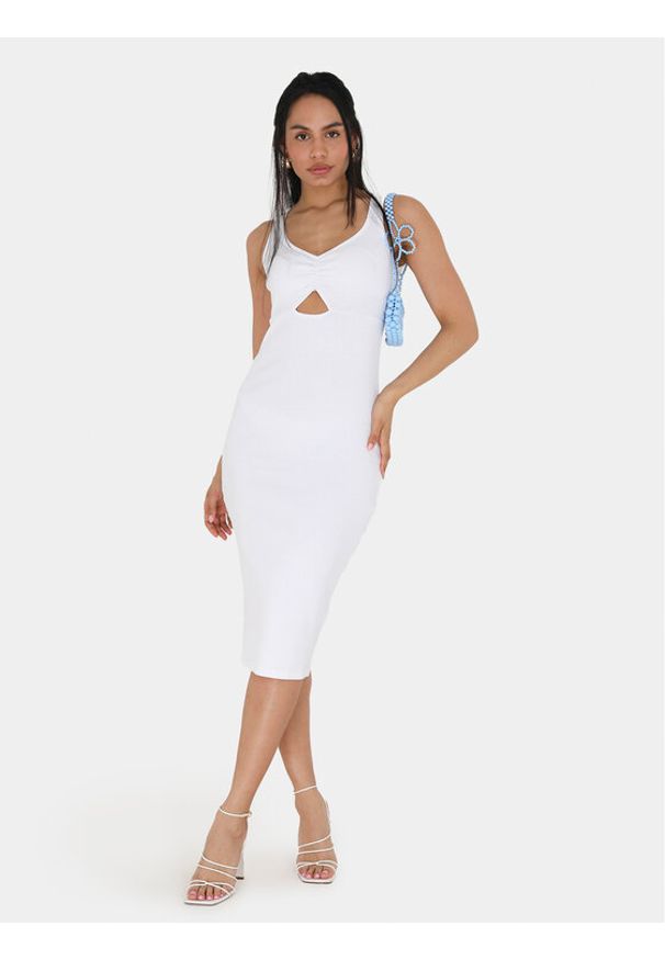 Brave Soul Sukienka letnia LDRJ-624RICKI Biały Slim Fit. Kolor: biały. Materiał: bawełna. Sezon: lato