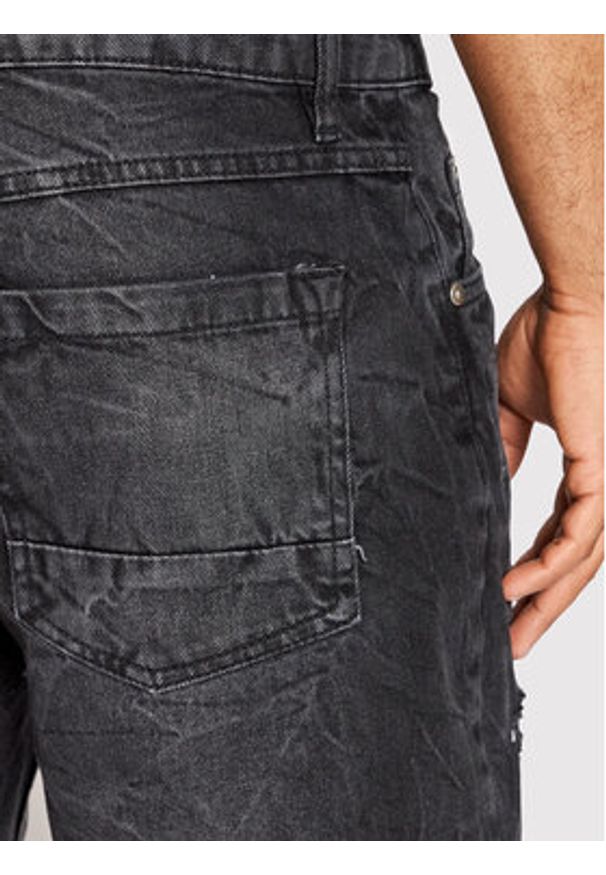 Brave Soul Szorty jeansowe MSRT-OREGON Czarny Skinny Fit. Kolor: czarny. Materiał: jeans, bawełna