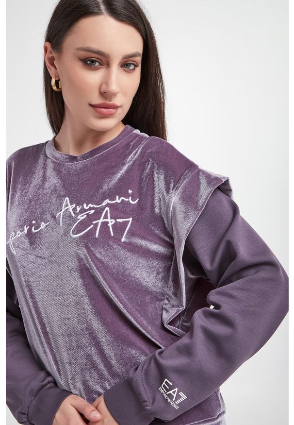 EA7 Emporio Armani - Bluza damska welurowa EA7 EMPORIO ARMANI. Materiał: welur