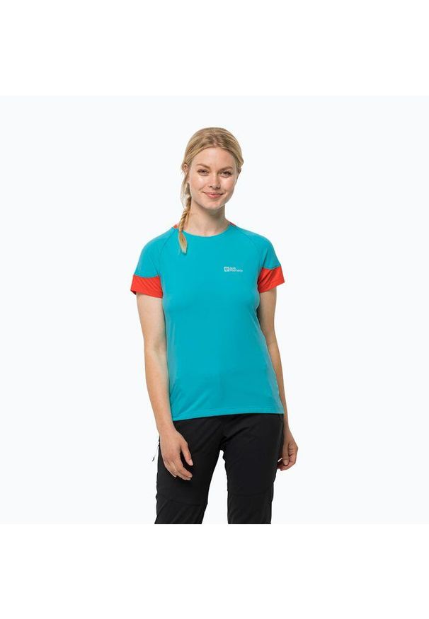 Koszulka trekkingowa damska Jack Wolfskin Narrows. Kolor: niebieski. Sport: turystyka piesza