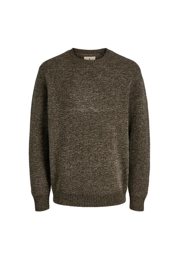 Sweter Jack & Jones Rollie dziany czekoladowy labrador. Kolor: biały, wielokolorowy