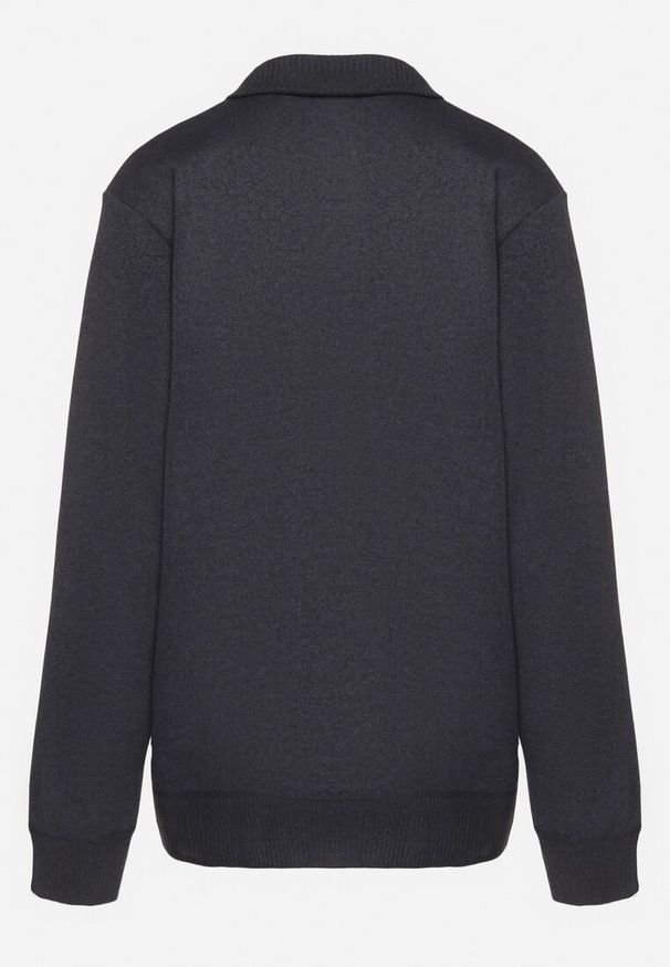 Born2be - Granatowy Ocieplany Kardigan z Wełną Zapinany na Suwak Acendrie. Okazja: na spotkanie biznesowe, na co dzień. Kolekcja: plus size. Kolor: niebieski. Materiał: wełna. Styl: klasyczny, biznesowy, casual