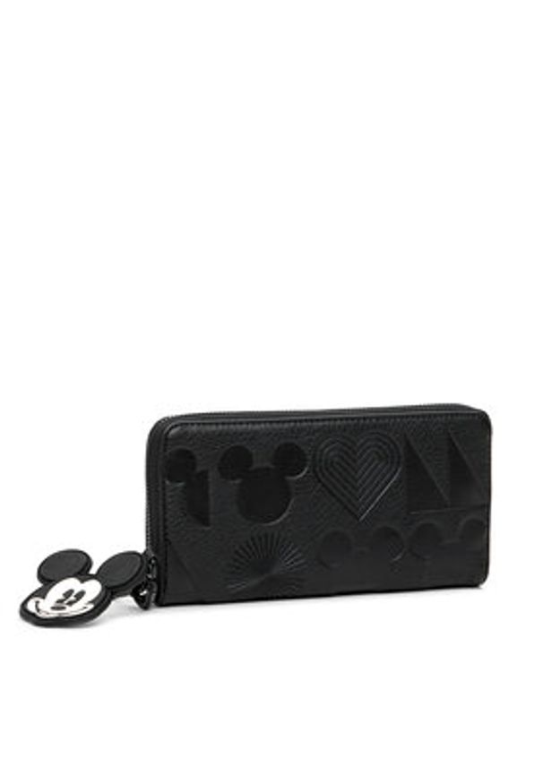 Desigual Duży Portfel Damski All Mickey Fiona 24WAYP01 Czarny. Kolor: czarny. Materiał: skóra