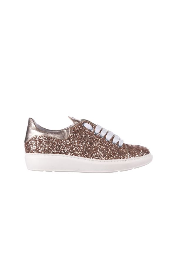 Trampki Bayla-185 185 103 Glitter Złoty, Skóra naturalna - 40. Okazja: na spacer. Kolor: złoty. Materiał: skóra. Wzór: aplikacja. Sezon: wiosna. Styl: elegancki