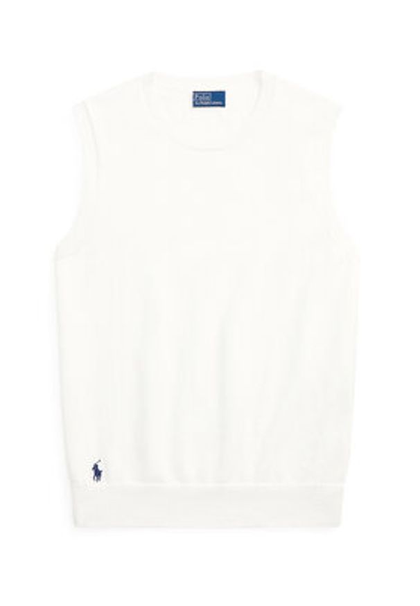 Polo Ralph Lauren Sweter 211972111002 Biały Straight Fit. Typ kołnierza: polo. Kolor: biały. Materiał: bawełna