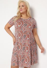 Born2be - Pomarańczowa Sukienka Mini z Wiskozy o Rozkloszowanym Fasonie Boho Aiselle. Kolor: pomarańczowy. Materiał: wiskoza. Wzór: kolorowy. Sezon: lato. Styl: boho. Długość: mini #6