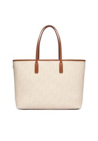 TOMMY HILFIGER - Tommy Hilfiger Torebka Th Monoplay Tote Le AW0AW17416 Beżowy. Kolor: beżowy. Materiał: skórzane #5