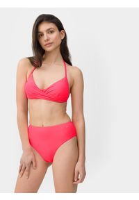 4f - Góra od bikini damska. Kolor: różowy. Materiał: materiał