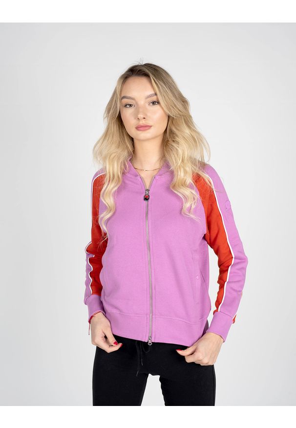 Invicta Bluza "Full-Zip" | 4454275 | Kobieta | Czerwony, Różowy. Okazja: na co dzień. Typ kołnierza: kołnierzyk stójkowy. Kolor: różowy, czerwony, wielokolorowy. Materiał: bawełna. Wzór: aplikacja. Styl: casual