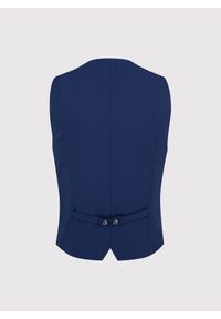 Pako Lorente - PAKO LORENTE – Granatowa dwurzędowa kamizelka męska. Kolor: niebieski. Materiał: wełna, elastan. Wzór: gładki #9