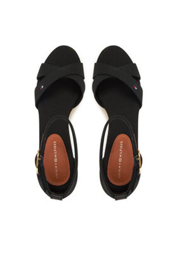 TOMMY HILFIGER - Tommy Hilfiger Espadryle Flag Criss-Cros Mid Wedge Espad FW0FW08481 Czarny. Kolor: czarny. Materiał: materiał