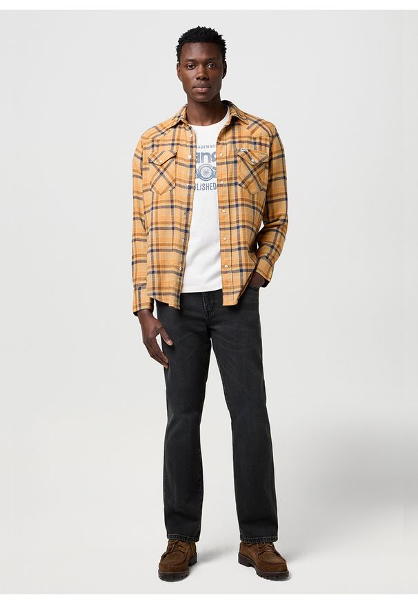 Wrangler - MESKA KOSZULA WRANGLER WESTERN SHIRT BROWN BLUE 112372456