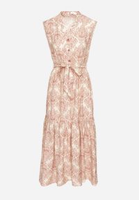 Born2be - Różowa Wiskozowa Sukienka Bez Rękawów z Wiązanym Paskiem Filimea. Okazja: na co dzień. Typ kołnierza: dekolt w kształcie V. Kolor: różowy. Materiał: wiskoza. Długość rękawa: bez rękawów. Typ sukienki: proste. Styl: casual, elegancki #5