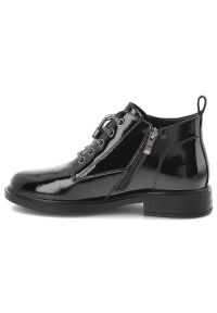 Czarne Botki S.Barski Modne Buty Damskie. Okazja: na co dzień. Zapięcie: sznurówki. Kolor: czarny. Materiał: lakier, skóra. Styl: casual #6