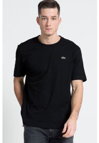 Lacoste T-shirt TH7618 kolor czarny gładki TH7618-001. Okazja: na co dzień. Kolor: czarny. Materiał: dzianina. Wzór: gładki. Styl: casual