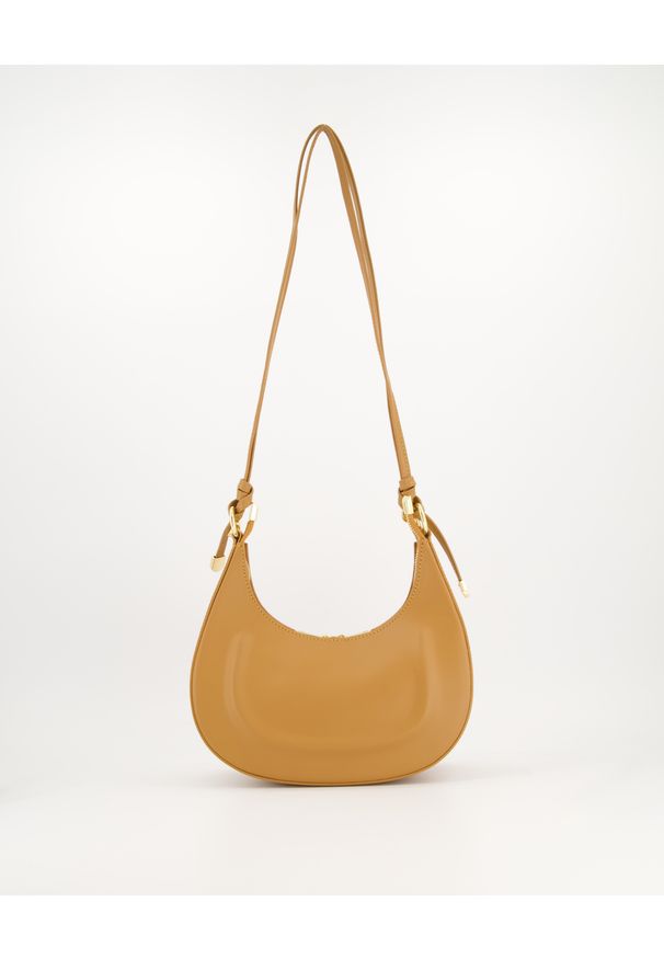 Unisono - Brązowa torebka damska hobo bag. Kolor: brązowy. Materiał: skórzane. Styl: klasyczny, casual, elegancki